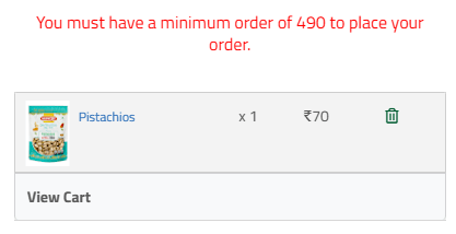 Minimum Order Amount Display