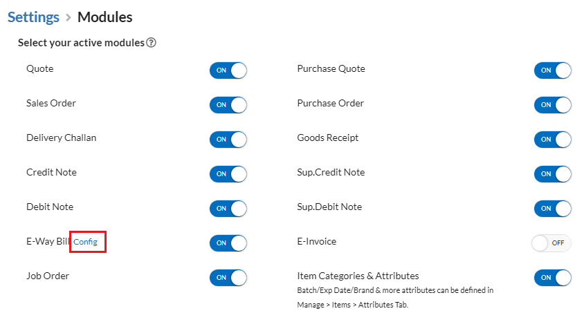 E-way bill Configuration