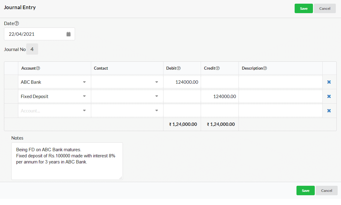 Journal Entry Of Fixed Deposits Output Books