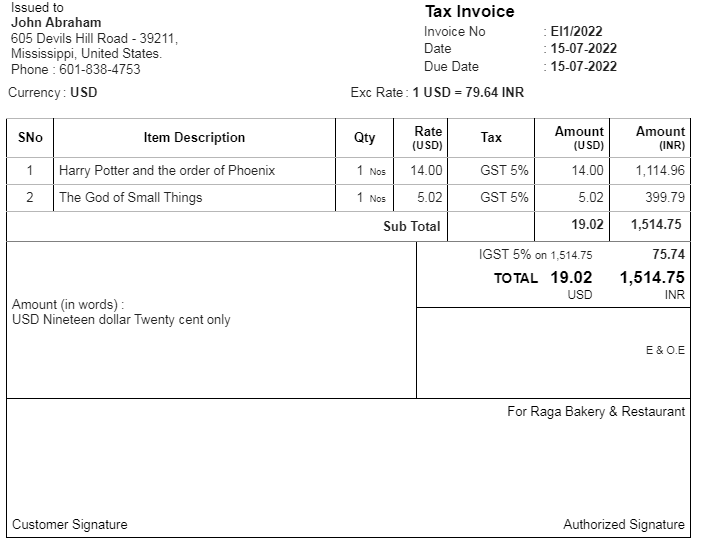 Multi Currency for Items | Output Books Billing Software