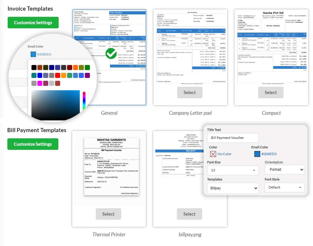 Garment Billing Software - Invoice Template